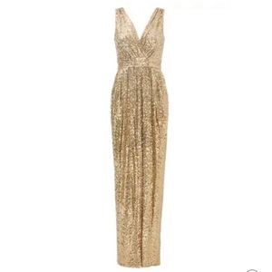 Selling a never worn, size 6, Badgley Mischka Gold Glits Gown!